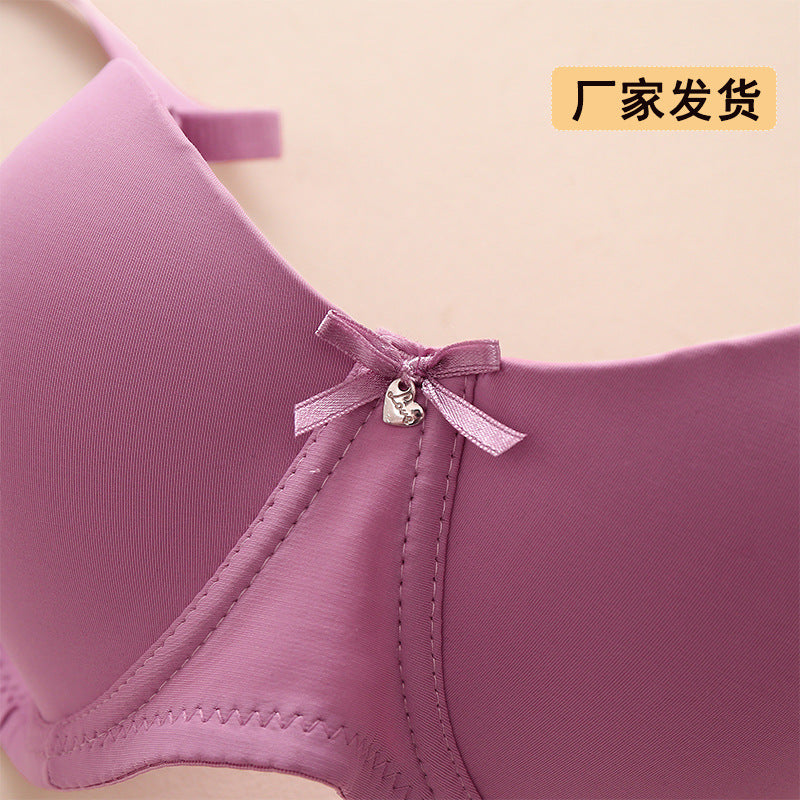 Cross-border half cup underwear women's bra solid color glossy steel ring push up top support bra sexy big chest small bra c cup