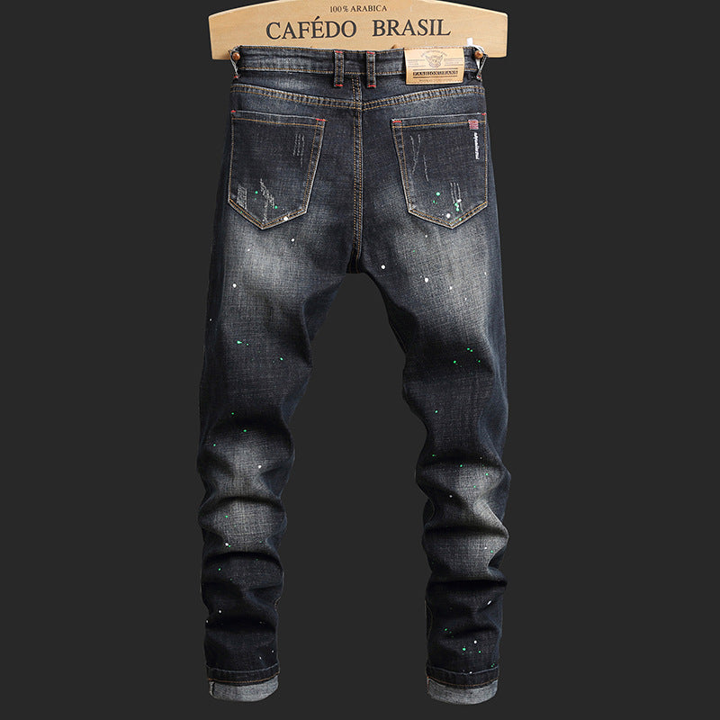 Men's Jeans Autumn 2025 New Trendy Easiest for Match Stretch Slim Foot Casual Long Pants Men's Style