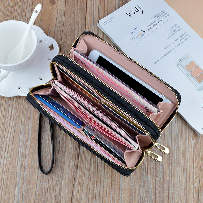 New Women's Wallet Women's Long Double Zipper Mobile Phone Bag Fashionable Crocodile Pattern Large Capacity Mother's Double Clutch Bag