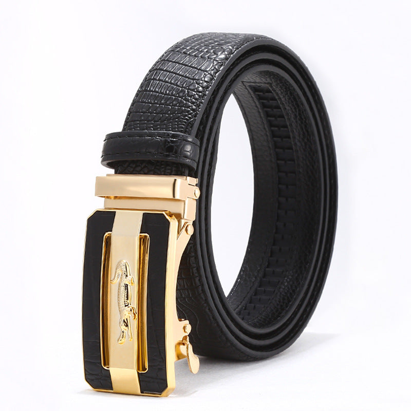 Automatic buckle men's belt crocodile pattern casual Joker youth jeans with wholesale men's belt factory direct sales