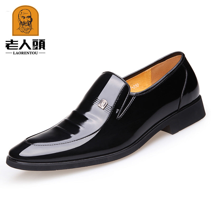 One-Piece Drop-Shipping Elderly Men's Business Formal Leather Shoes with 6cm Internal Height Increase, Pointed-Toe Men's Shoes, Fashionable Wedding Shoes
