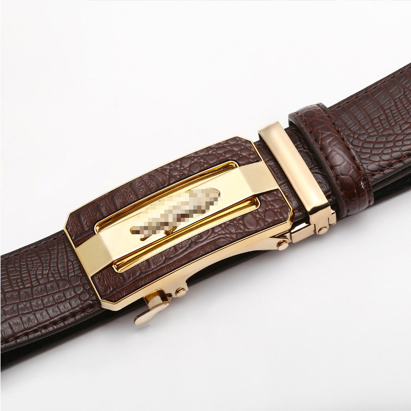 Automatic buckle men's belt crocodile pattern casual Joker youth jeans with wholesale men's belt factory direct sales