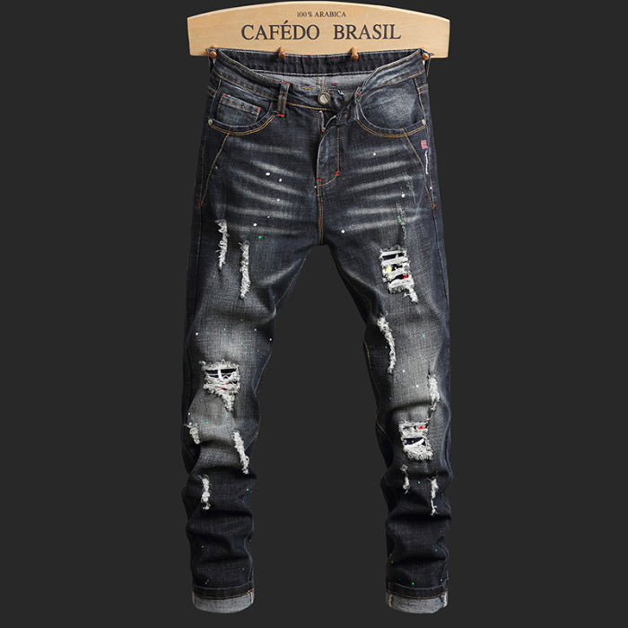 Men's Jeans Autumn 2025 New Trendy Easiest for Match Stretch Slim Foot Casual Long Pants Men's Style