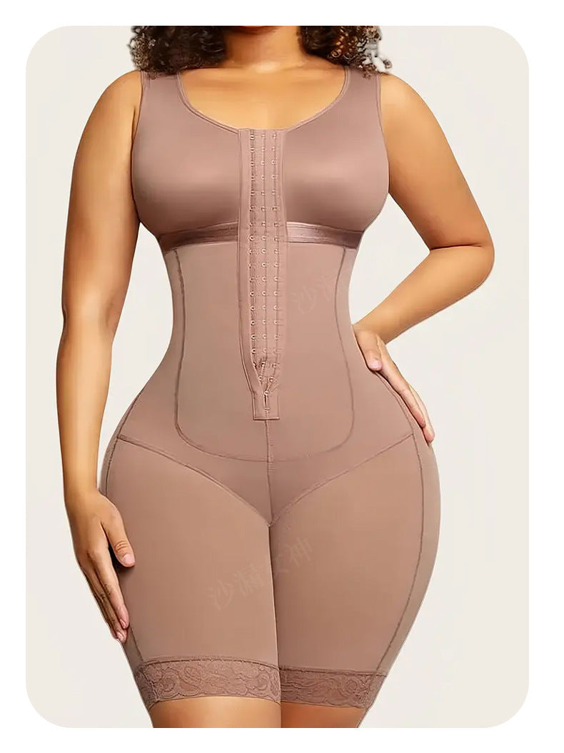 Temu Cross-Border Best-Selling European and American Plus-Size Button-Down Shapewear One-Piece Open-Crotch Corset Body Shaper Tummy Control Butt-Lifting Bodysuit