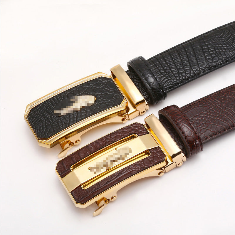 Automatic buckle men's belt crocodile pattern casual Joker youth jeans with wholesale men's belt factory direct sales