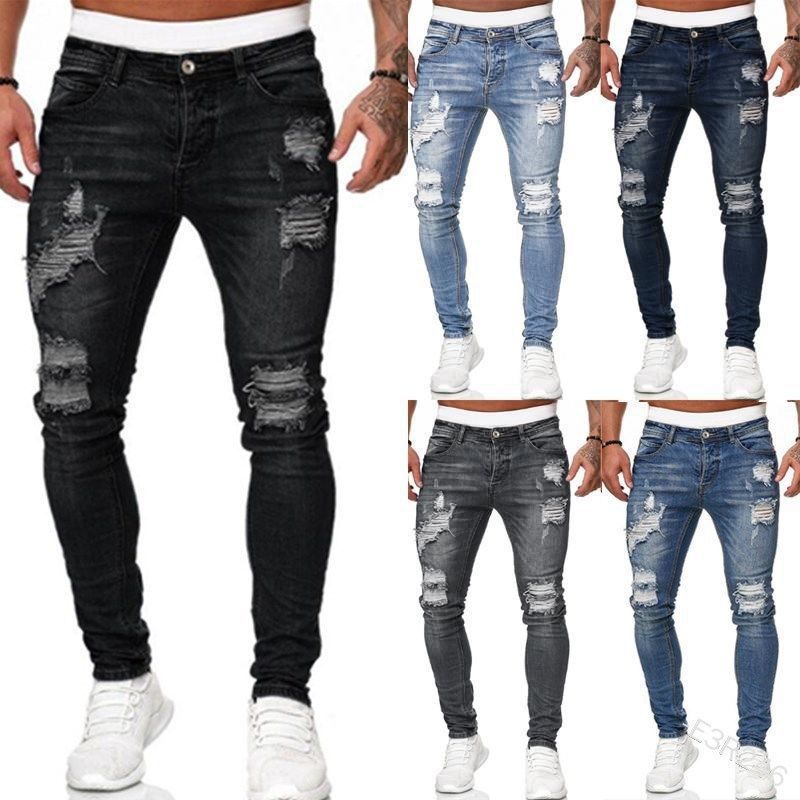 Jeans con Bordado y Cremalleras para Hombre