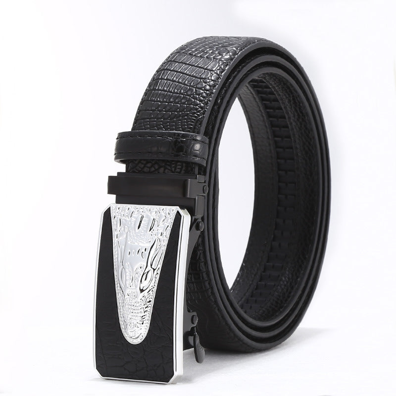 Automatic buckle men's belt crocodile pattern casual Joker youth jeans with wholesale men's belt factory direct sales