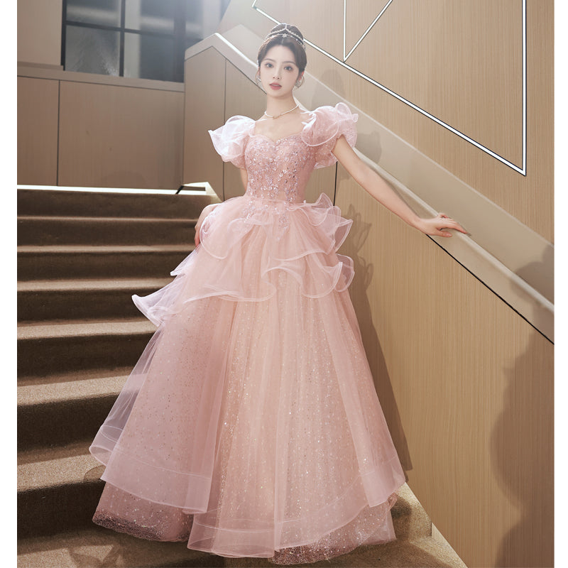 Art Exam Evening Dress 2025 New Style Banquet Feminine Adult Ceremony Pink Annual Meeting Host Dress Cross-Border