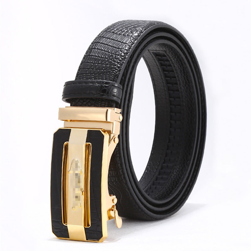 Automatic buckle men's belt crocodile pattern casual Joker youth jeans with wholesale men's belt factory direct sales