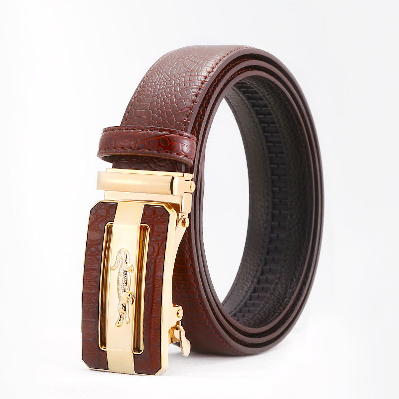 Automatic buckle men's belt crocodile pattern casual Joker youth jeans with wholesale men's belt factory direct sales