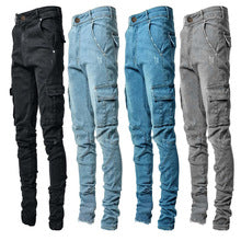 Jeans con Bordado y Cremalleras para Hombre