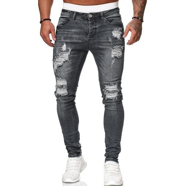 Jeans con Bordado y Cremalleras para Hombre