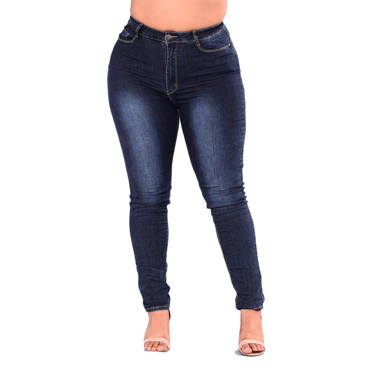 2019 European and American Hot Selling Women's Pants AliExpress Wish Large Size High Waist Stretch Foreign Trade Jeans Fat Boy Cotton Long Pants