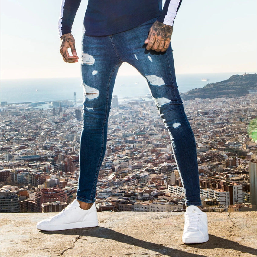 Jeans con Bordado y Cremalleras para Hombre