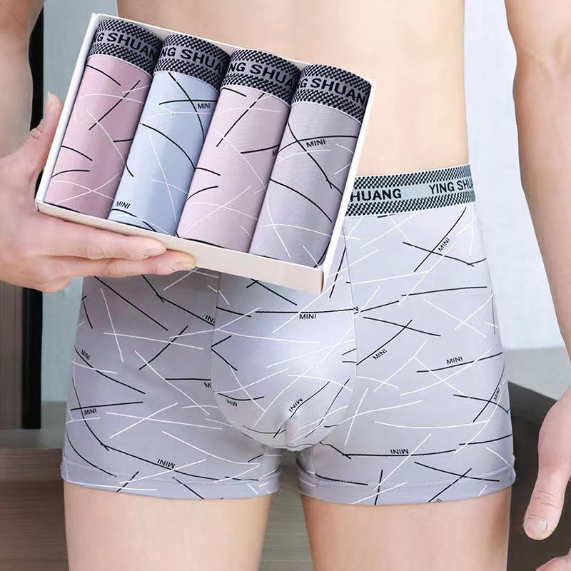 Men's Striped Boxer Shorts for Young Students, Comfortable Breathable Sports Mid-Waist Briefs, Wholesale