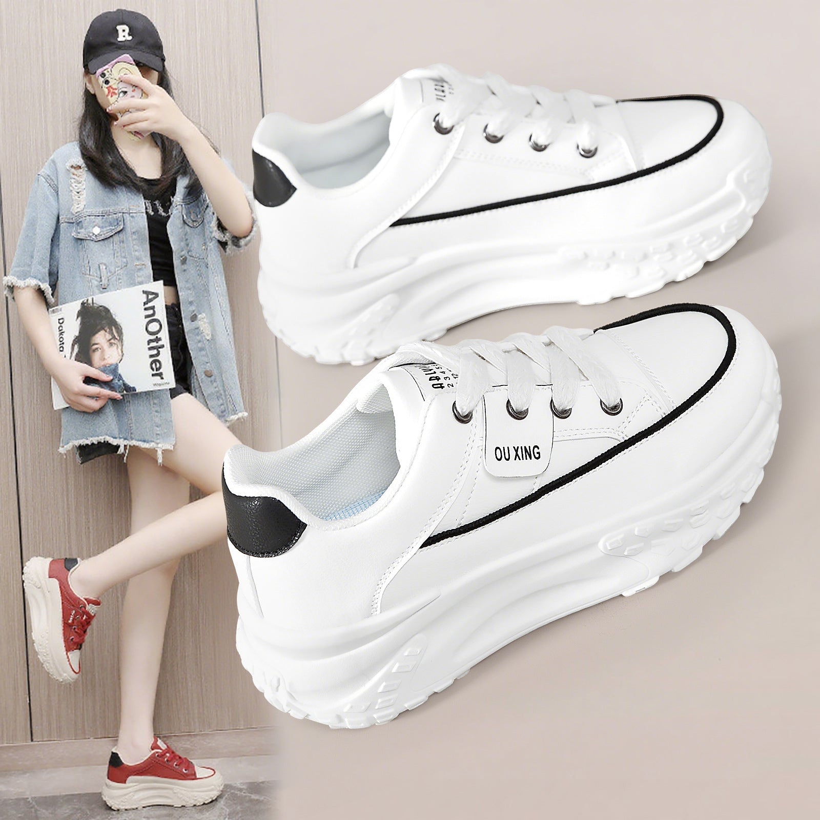 Women's Spring Shoes, Height-Increasing Shoes, Versatile Fashionable Canvas Shoes, Thick-Soled Shoes, Soft-Soled Comfortable Single Shoes, Trendy Casual Shoes