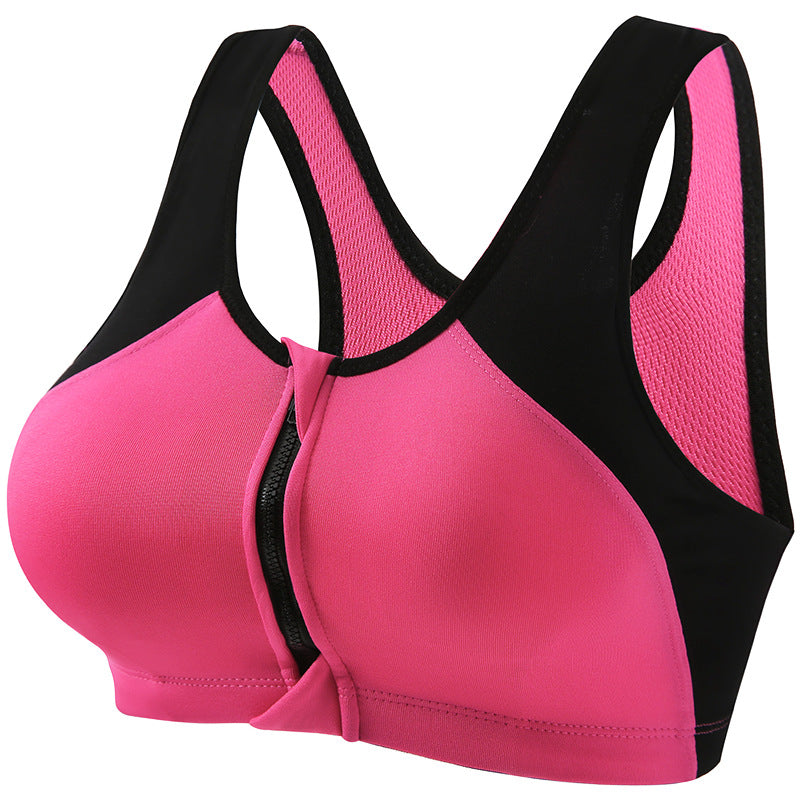 Front Zipper Yoga Sports Bra for Women Without Rims, Push-Up Bra, Running Shock-Proof and Anti-Sagging Vest