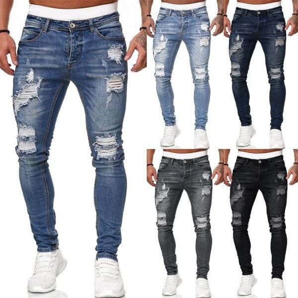 Jeans con Bordado y Cremalleras para Hombre
