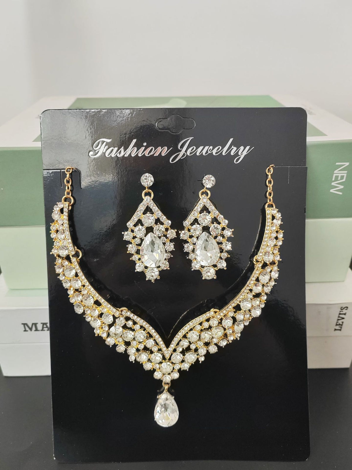 Cross-Border Jewelry Set Red Necklace Earrings Two-Piece Wedding Dress Accessories European and American Elegant Suit for Women