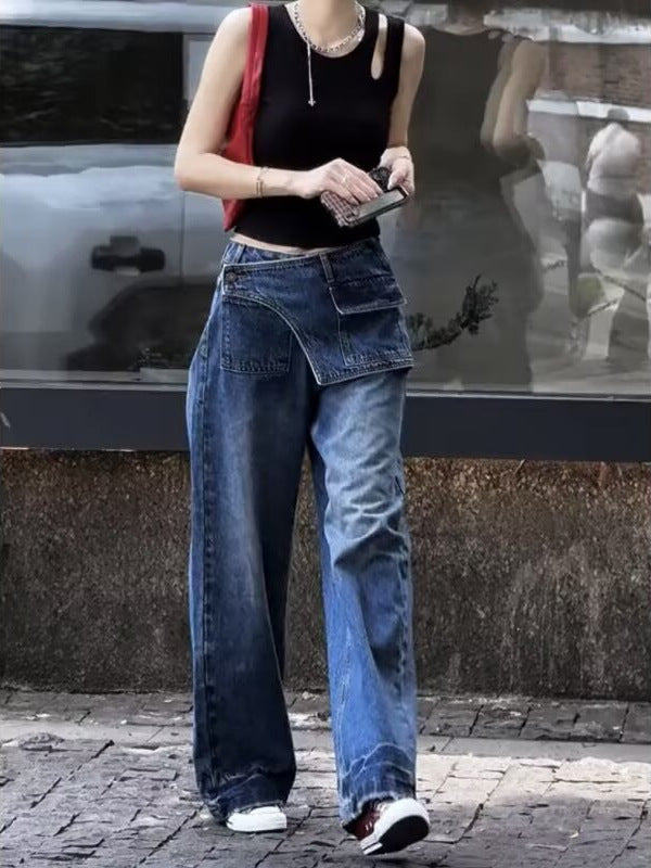 2025 New Summer Style High-Waisted Slimming Large Size Wide-Leg Slimming Summer Relaxed Casual Jeans Personalized Trousers