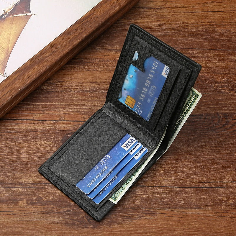 New Men's Wallet Short Wallet Men's Youth Business Casual Horizontal Wallet Fashion Large Capacity Soft Leather Wallet