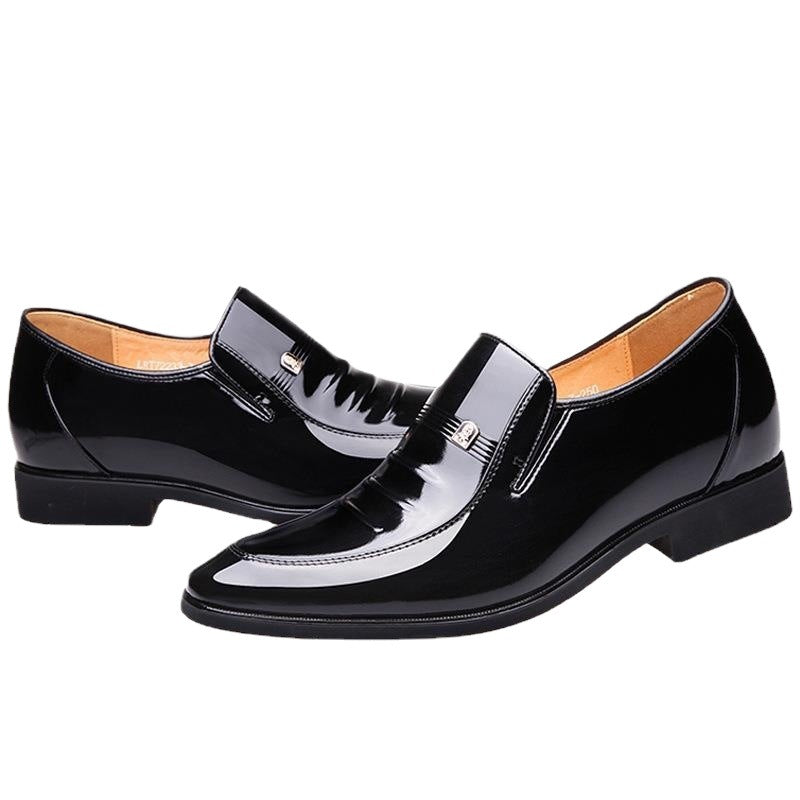 One-Piece Drop-Shipping Elderly Men's Business Formal Leather Shoes with 6cm Internal Height Increase, Pointed-Toe Men's Shoes, Fashionable Wedding Shoes