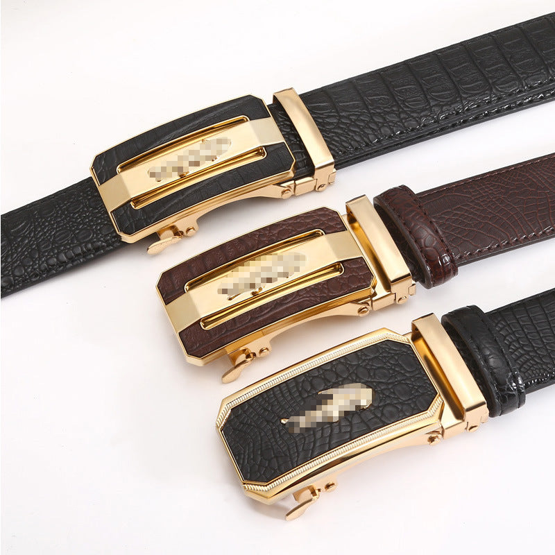 Automatic buckle men's belt crocodile pattern casual Joker youth jeans with wholesale men's belt factory direct sales