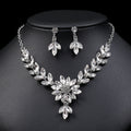 European and American Summer New Luxury Retro Crystal Flower Necklace Earrings Two-Piece Set Bridal Dress Wedding Banquet Accessories