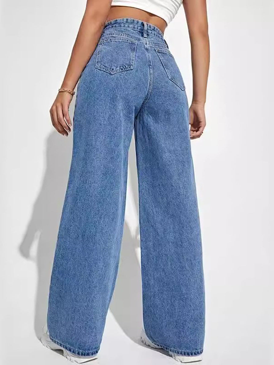 2025 New Jeans Women's Loose Straight-Leg Cross-Border European and American Amazon Aliexpress Women's Trousers Factory Direct Sales