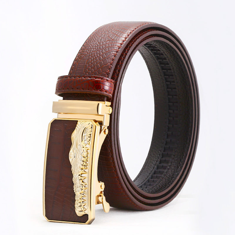 Automatic buckle men's belt crocodile pattern casual Joker youth jeans with wholesale men's belt factory direct sales