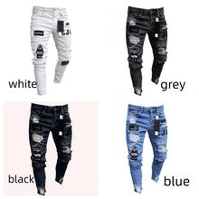 Jeans con Bordado y Cremalleras para Hombre
