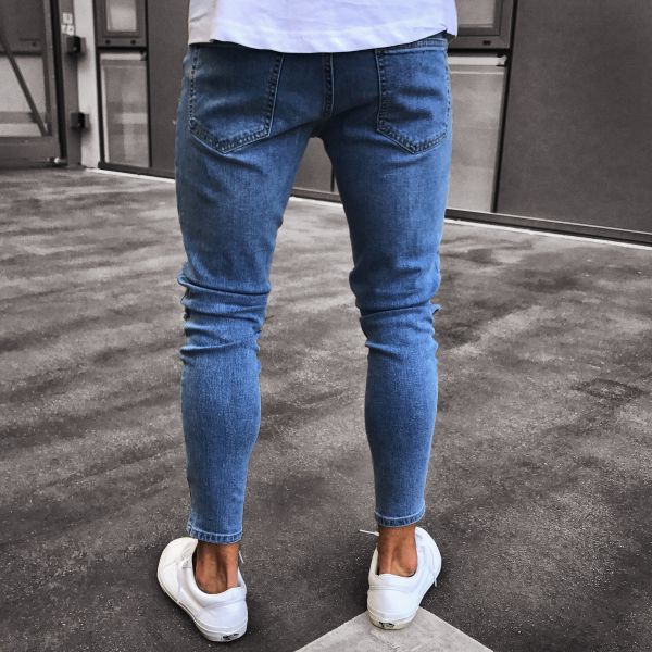 Jeans con Bordado y Cremalleras para Hombre