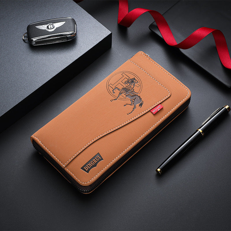 New crazy horse leather men's wallet European and American retro style PU zipper bag fashion short card bag change bag wholesale